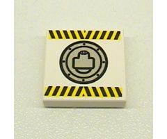 Tile 2 x 2 with Black and Yellow Danger Stripes and Round Hatch Pattern