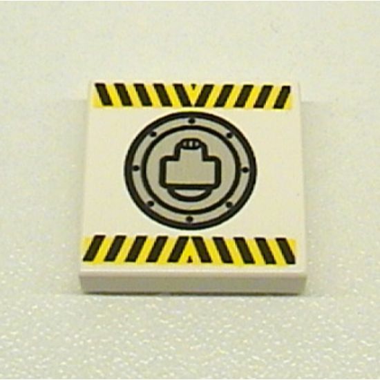 Tile 2 x 2 with Black and Yellow Danger Stripes and Round Hatch Pattern