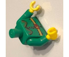 Torso Rounded Collar, 4 Red Buttons and Gold Belt with Red Buckle Pattern (BAM) / Green Arms / Yellow Hands