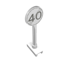Road Sign Round with Gray End Of Maximum Speed 40 Pattern