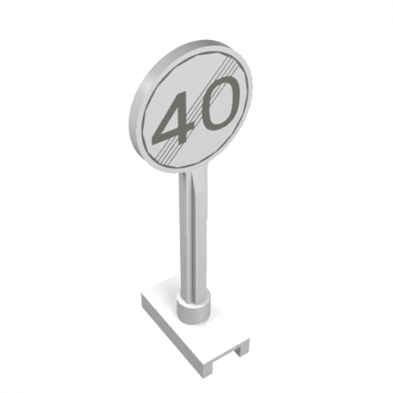 Road Sign Round with Gray End Of Maximum Speed 40 Pattern