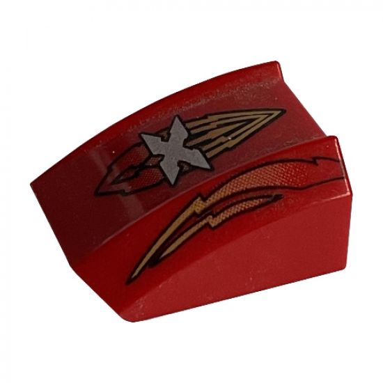 Slope, Curved 2 x 2 Lip with Island Xtreme Stunts Logo and Flames Pattern
