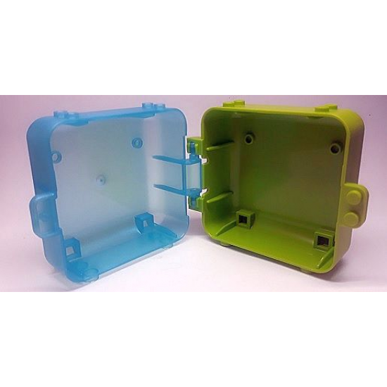 Container Box 3 x 8 x 6 2/3 Half Back with Satin Trans-Light Blue Container, Box 3 x 8 x 6 2/3 Half Front (64454 / 64462)
