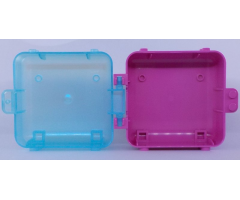 Container Box 3 x 8 x 6 2/3 Half Back with Satin Trans-Light Blue Container, Box 3 x 8 x 6 2/3 Half Front (64454 / 64462)