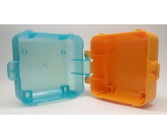 Container Box 3 x 8 x 6 2/3 Half Back with Satin Trans-Light Blue Container, Box 3 x 8 x 6 2/3 Half Front (64454 / 64462)