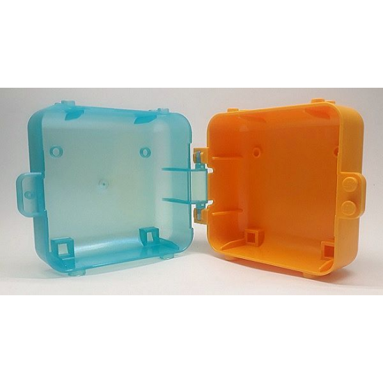 Container Box 3 x 8 x 6 2/3 Half Back with Satin Trans-Light Blue Container, Box 3 x 8 x 6 2/3 Half Front (64454 / 64462)