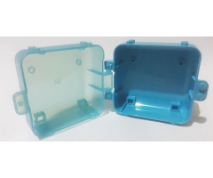 Container Box 3 x 8 x 6 2/3 Half Back with Satin Trans-Light Blue Container, Box 3 x 8 x 6 2/3 Half Front (64454 / 64462)