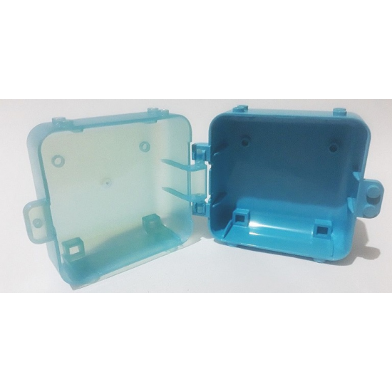Container Box 3 x 8 x 6 2/3 Half Back with Satin Trans-Light Blue Container, Box 3 x 8 x 6 2/3 Half Front (64454 / 64462)