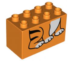 Duplo, Brick 2 x 4 x 2 with Tiger Feet Pattern