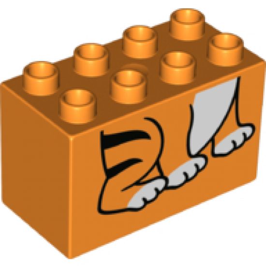 Duplo, Brick 2 x 4 x 2 with Tiger Feet Pattern