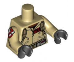 Torso Ghostbusters Jumpsuit with 'W.Z.' ID Badge and Straps on Reverse Pattern / Tan Arms with Ghostbusters Pattern / Black Hands
