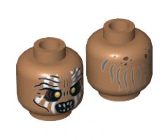 Minifigure, Head LotR Gundabad Orc White Painted Vertical Lines Pattern - Hollow Stud