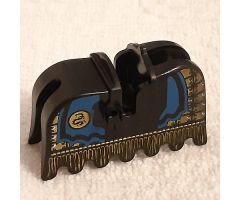 Animal, Accessory Horse Barding, Ruffled Edge with Gold and Blue Pattern