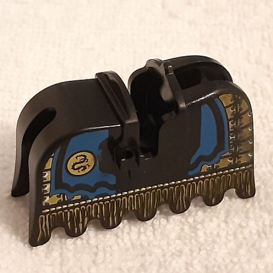 Animal, Accessory Horse Barding, Ruffled Edge with Gold and Blue Pattern