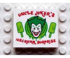 Panel 1 x 4 x 3 - Hollow Studs with 'UNCLE JOKER'S ICECREAM SURPRISE' Pattern (Sticker) - Set 7888