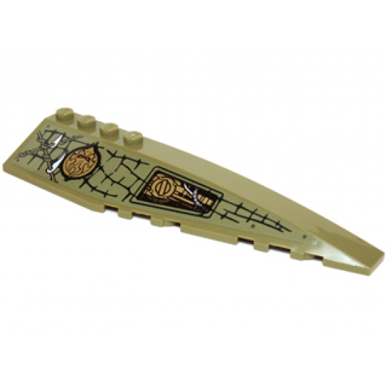 Wedge 12 x 3 Right with Mechanical Panel, Large Teeth, Vines and Gold Chima Pattern (Sticker) - Set 70227