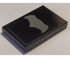 Tile 2 x 3 with Dark Bluish Gray Batman Logo on Black Background Pattern (Sticker) - Set 76087