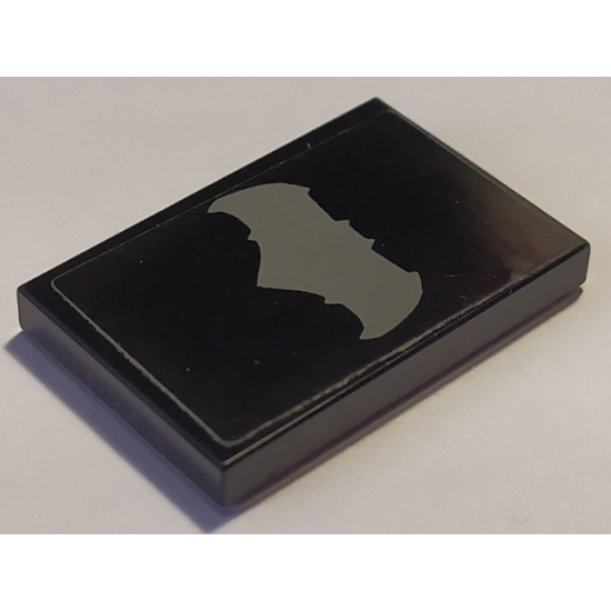 Tile 2 x 3 with Dark Bluish Gray Batman Logo on Black Background Pattern (Sticker) - Set 76087