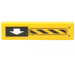 Tile 1 x 4 with Black and Yellow Danger Stripes and White Arrow Pattern Model Left Side (Sticker) - Set 70227