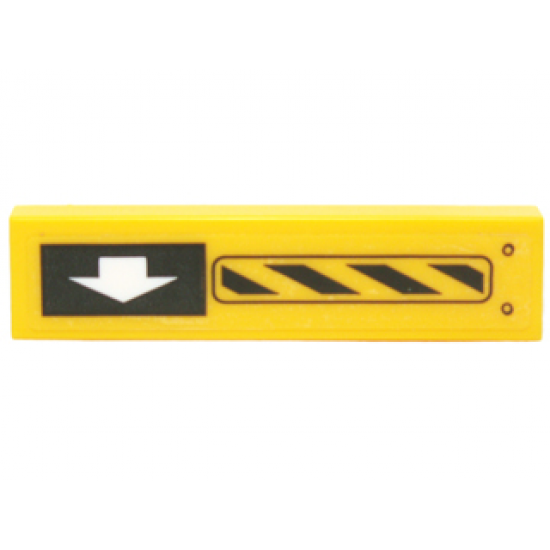Tile 1 x 4 with Black and Yellow Danger Stripes and White Arrow Pattern Model Left Side (Sticker) - Set 70227