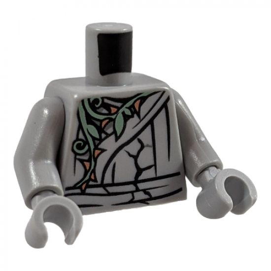 Torso Cracked Statue, Ninja Robe with Sand Green Vine and Gold Thorns Front and Back Pattern / Light Bluish Gray Arms / Light Bluish Gray Hands