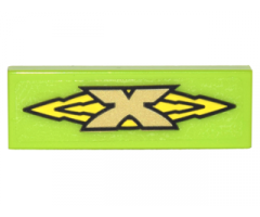Tile 1 x 3 with Gold 'X' Logo on Yellow Arrows Pattern (Sticker) - Set 70620