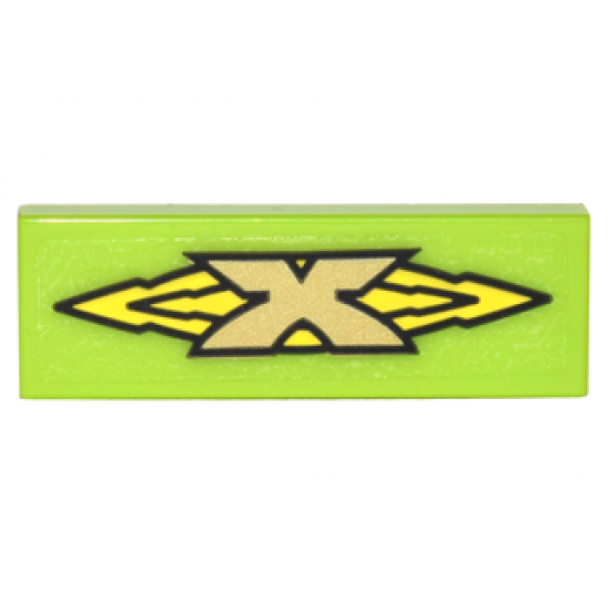 Tile 1 x 3 with Gold 'X' Logo on Yellow Arrows Pattern (Sticker) - Set 70620