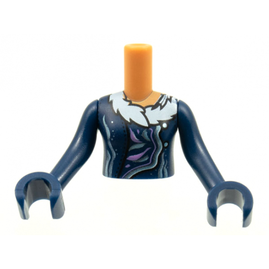 Mini Doll, Torso Friends Girl Dark Blue Coat, White Fur Collar, Silver and Dark Pink Trim Pattern, Dark Blue Arms with Hands