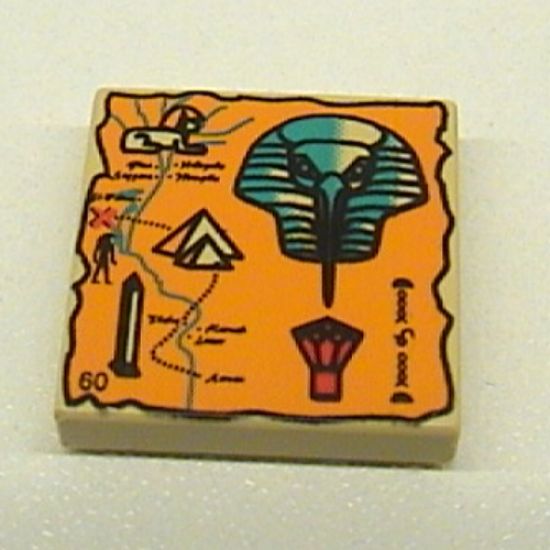 Tile 2 x 2 with Map Orange and Hieroglyphs, 60 Pattern