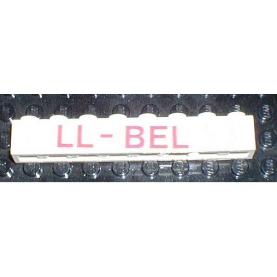 Brick 1 x 8 with Red 'LL-BEL' Pattern on Both Sides (Sticker) - Set 6392