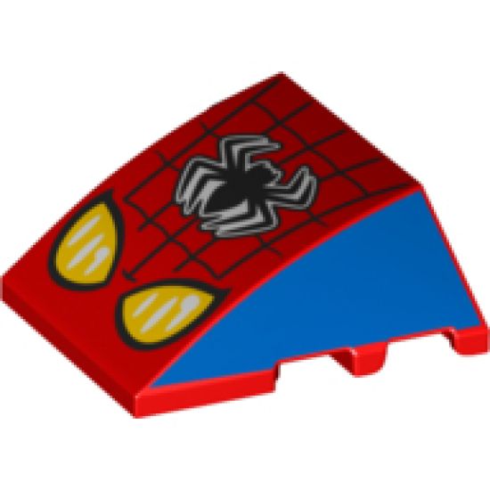 Wedge 4 x 3 No Studs with Web, Black Spider and Yellow Eyes Pattern