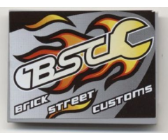 Slope 10 6 x 8 with Flaming Wrench 'BSC Brick Street Customs' Pattern (Sticker) - Set 8681