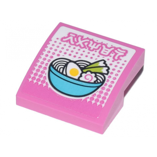 Slope, Curved 2 x 2 with Ninjago Logogram 'Ramen', Medium Azure Bowl with Ramen, Onions, Egg and Naruto Pattern (Sticker) - Set 71741