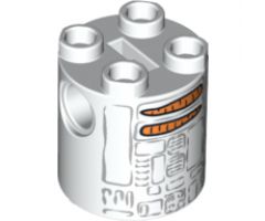 Brick, Round 2 x 2 x 2 Robot Body with Gray Lines and Carrots Pattern (Snowman R2-D2)