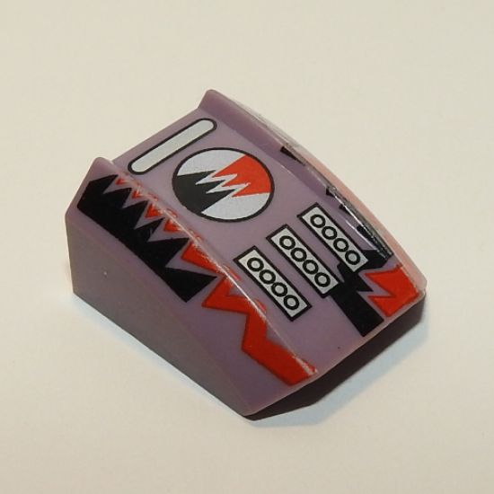 Slope, Curved 2 x 2 Lip with Red/Black Lightning Pattern (Gear) - Set 4566