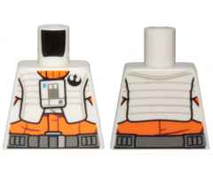 Torso SW Pilot, Orange Jumpsuit with White Vest and Front Panel, Black Rebel Logo Pattern