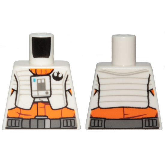 Torso SW Pilot, Orange Jumpsuit with White Vest and Front Panel, Black Rebel Logo Pattern