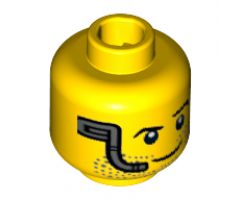 Minifigure, Head Beard Stubble, Raised Left Eyebrow, Headset and Smile Pattern - Hollow Stud