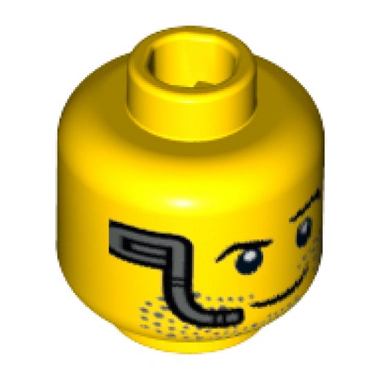 Minifigure, Head Beard Stubble, Raised Left Eyebrow, Headset and Smile Pattern - Hollow Stud