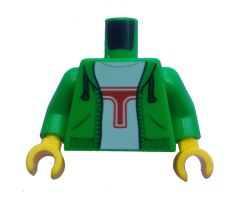 Torso Hoodie, White Shirt with Red 'T' Pattern / Bright Green Arms / Yellow Hands