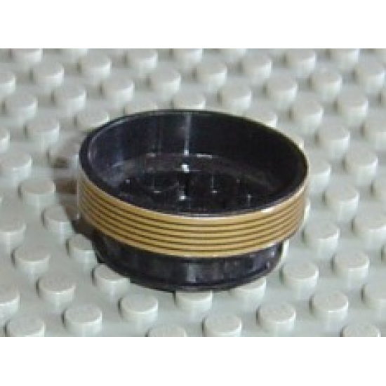 Wheel 30mm D. x 13mm (13 x 24 Model Team) with Black Stripes on Gold Pattern (Sticker) - Set 8007