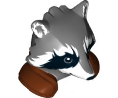 Minifigure, Head, Modified Raccoon with Reddish Brown Shoulder Pads and Smile Pattern (Rocket)