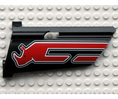 Technic, Panel Fairing #20 Large Long, Small Hole, Side A with Red Rhino Head Pattern (Sticker) - Set 8285