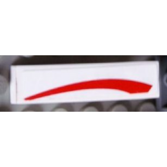 Slope, Curved 4 x 1 with Red Curved Line on White Background Pattern Model Right Side (Sticker) - Set 8158