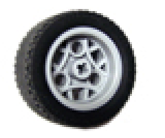 Wheel & Tire Assembly 30.4mm D. x 20mm with 3 Pin Holes with Black Tire 43.2 x 22 ZR (44292 / 44309)