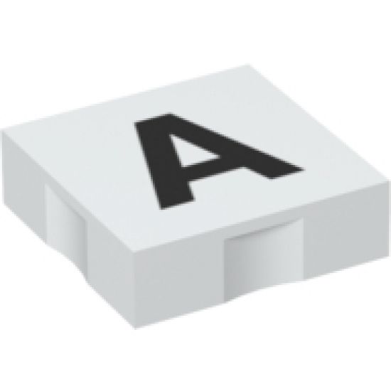 Duplo, Tile 2 x 2 with Black Capital Letter A Pattern