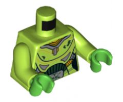 Torso Female Silver and Gold Space Armor with Green Dirt and Belt Buckle with Ultra Agent Toxic Pattern / Lime Arms / Bright Green Hands