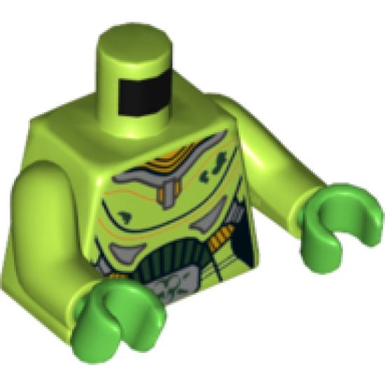 Torso Female Silver and Gold Space Armor with Green Dirt and Belt Buckle with Ultra Agent Toxic Pattern / Lime Arms / Bright Green Hands