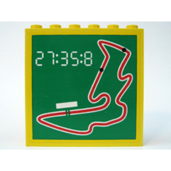 Brick 1 x 6 x 5 with Racetrack and Time Pattern (Sticker) - Set 6337