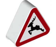 Duplo, Brick 1 x 3 x 2 Triangle Road Sign with Leaping Deer Pattern